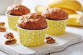 Banana muffins in paper cupcake case