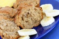 Banana Muffins with Sliced Banana