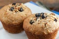 Banana Nut Muffin Close Up Served With Coffee For Breakfast On V Royalty Free Stock Photo