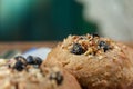 Banana Nut Muffin Close Up Served With Coffee For Breakfast On V Royalty Free Stock Photo