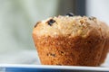 Banana Nut Muffin Close Up Served With Coffee For Breakfast On V Royalty Free Stock Photo