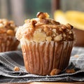 Banana nut muffin on a napkin Royalty Free Stock Photo