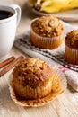 Banana Nut Muffin on Wooden Table Royalty Free Stock Photo