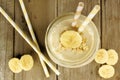 Banana oatmeal smoothie above view Royalty Free Stock Photo