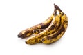 Banana. Over ripe bananas isolated on white with shadows