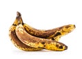 Banana. Over ripe bananas isolated on white with shadows Royalty Free Stock Photo
