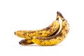 Banana. Over ripe bananas isolated on white with shadows Royalty Free Stock Photo