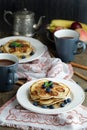 Banana pancakes with blueberry