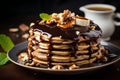 Banana Pancakes Stack Adorned with Fresh Bananas