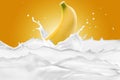 Milk Splash With Various Fruits Royalty Free Stock Photo