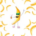 Banana party man watercolor art