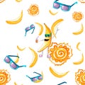 Banana party sun glasses watercolor art