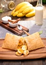 Banana pastry Pastel de Banana - Traditional Brazilian with cinnamon and sugar