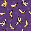 Banana pattern on purple background.