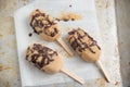 Banana and peanut butter popsicles Royalty Free Stock Photo