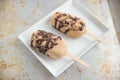 Banana and peanut butter popsicles Royalty Free Stock Photo