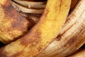 Banana peel. Abstract macro texture of the peel of an overripe banana close-up