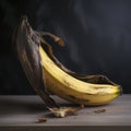 Curved Chronicles: The Artistry within Banana Peel. Generative AI Royalty Free Stock Photo