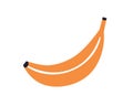 Banana in peel. Whole sweet tropical fruit icon. Stylized food. Natural exotic ripe healthy banan in skin. Colored flat