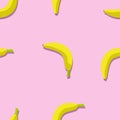 Banana in pink background seamless pattern vector illustration