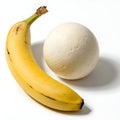 Banana and Plaster Sphere Composition isolated on white background Royalty Free Stock Photo