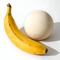 Banana and Plaster Sphere Composition Royalty Free Stock Photo