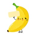 Cute funny Banana poster character. Vector hand drawn cartoon kawaii character illustration. Isolated white background