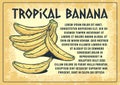 Banana poster. Summer exoic fruit and nuts design