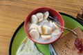 Banana pudding in set of breakfast Royalty Free Stock Photo