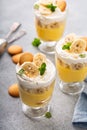 Banana pudding in small glasses