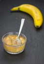 Banana Puree on a slate slab Royalty Free Stock Photo