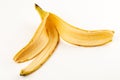 Banana rind close up on white background