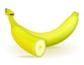 Banana ripe yellow and a some green vector illustration