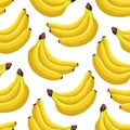 Banana seamless pattern. Colorful vivid print with hand drawn tropic fruit bunch. Repeated luxury design for packaging