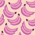 Banana seamless pattern. Colorful vivid print with hand drawn tropic fruit bunch. Repeated luxury design for packaging