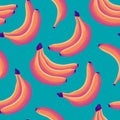Banana seamless pattern. Colorful vivid print with hand drawn tropic fruit bunch. Repeated luxury design for packaging