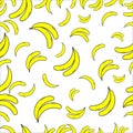 Banana seamless pattern. Set of fresh banana. Summer fruit illustration