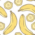 Banana seamless pattern in vector