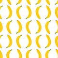 Banana seamless pattern on white background. Tropical fruit