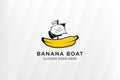 banana ship logo template design