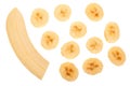 Banana sliced isolated on white background. Top view. Flat lay Royalty Free Stock Photo