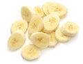 Banana slices on white