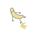 Banana slipping on a banana peel flat design. EPS 10