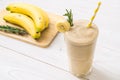 banana smoothies glass Royalty Free Stock Photo