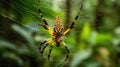 Banana Spider in Rainforest Arachnid with Unique appearance Intricate Web Building Skills AI Generative
