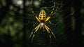 Banana Spider in Rainforest Arachnid with Unique appearance Intricate Web Building Skills AI Generative