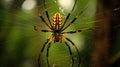 Banana Spider in Rainforest Arachnid with Unique appearance Intricate Web Building Skills AI Generative