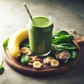 Banana and spinach smoothie appetising Royalty Free Stock Photo