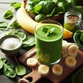 Banana and spinach smoothie appetising Royalty Free Stock Photo