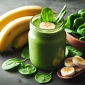 Banana and spinach smoothie appetising Royalty Free Stock Photo